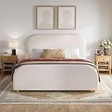 Christopher Knight Home Lanet Linen Upholstered Queen Size Bed Frame with Headboard, Modern Queen Bed Frame and Headboard, Wooden Slats Support, Easy Assembly, No Box Spring Needed, Beige