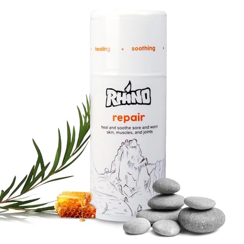 Rhino Skin Solutions Repair Cream Made for Your Adventure Hand Repair Cream for Dry Cracked Hands Non Greasy Hand Lotion with Honey and Tea Tree for Athletes and Workers Made in USA (3.4 oz)