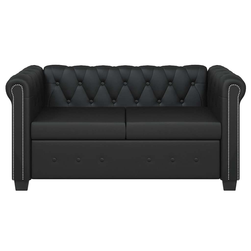 vidaXL Sofá Tipo Chesterfield 2 Plazas Revestimiento de Cuero Artificial Negro