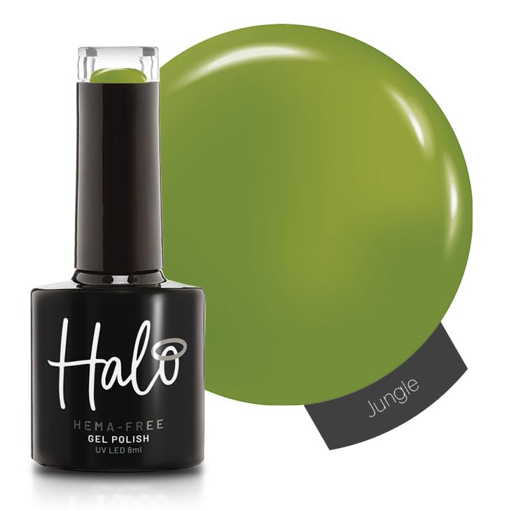 Halo Gel Polish 8ml - Jungle. UV/LED Gel Nail Polish, Long Lasting & Easy To Apply. Nail Art Colours For Manicure & Pedicure. Gel Polish For Professional & Home Use.