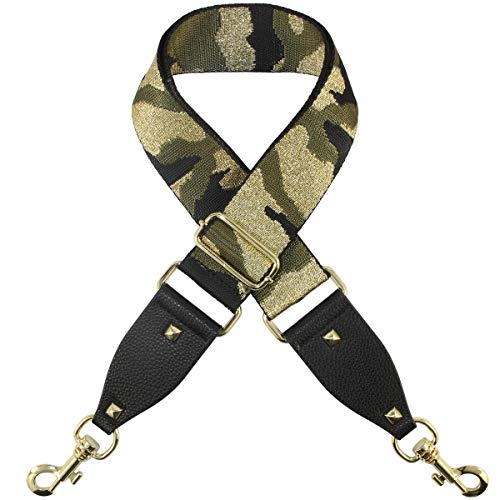 Image of Duwi Wide Purse Strap Multicolor Striped Guitar Style Strap Adjustable Canvas Crossbody Bag Strap