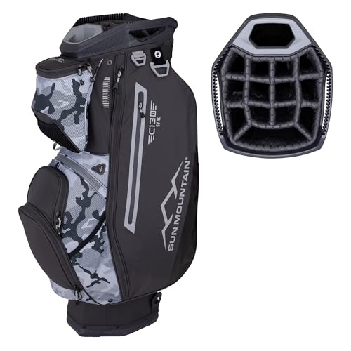 Sun Mountain 2025 C-130 Sync Golf Bag with 14 Full-Length Dividers and 13 Pockets for Ultimate Convenience - Lightweight Mens Golf Bag with a Cart-Friendly Base Ideal for Golf Carts - Steel Raptor