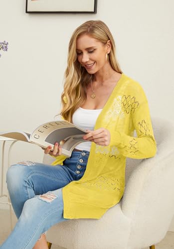 Image of GRECERELLE Lightweight Cardigan Sweaters for Women Crochet Knit Open Front Long Sleeve Loose Casual Boho Summer Beach Coverup