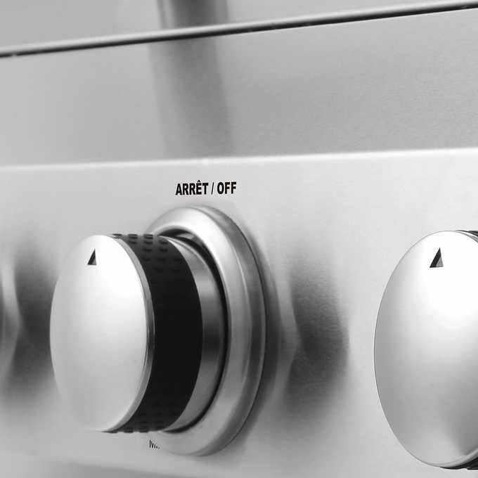 Close-up of grill control knob