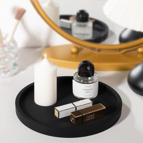 Silicone-Bathroom-Tray-Coffee-Table-Decor-Perfume-Organizer-9-Black-Waterproof-Non-Slip-Scratch-Resistant-Raised-Edges-for-Bathroom-Counter-Vanity-Kitchen-Countertop-Display