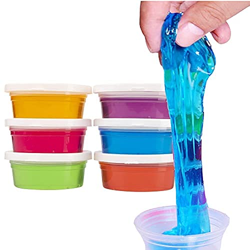 Maple Toys™ Non Toxic DIY Crystal Clay Soft Slime Magic Mud Kit in Assorted Colours Set Toy Gifts for Girls and Boys Kids Above Age 5+ Year Old (Pack of 6)