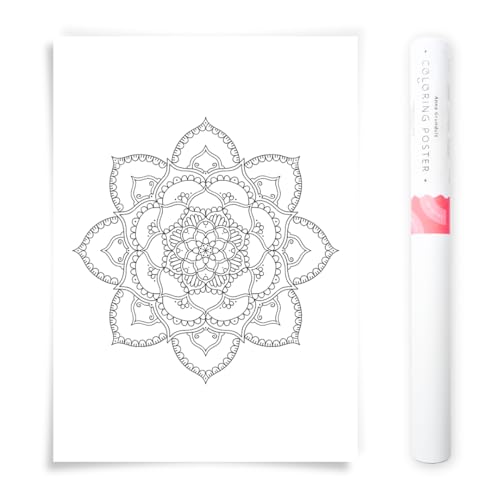 Poster de coloriage mandala fleur 50x70 cm design floral DIY n°579