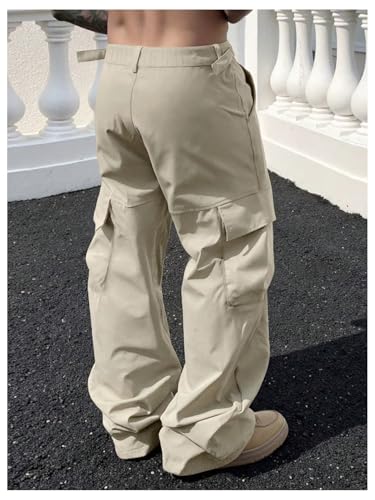 SOLY HUX Men's Baggy Cargo Pants Wide Leg Elastic Waist Hip Hop Trousers Streetwear2