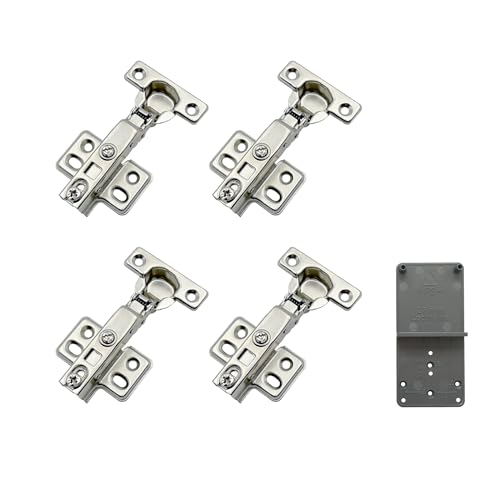 LOOTICH 90 Grad Eckanschlag 26 mm Soft Close Hydraulisch Scharnier Automatikscharniere mit Integriertem Dämpfer Schranktür Scharniere Topfscharnier für Küchenschrank Kleiderschrank 4 Stück