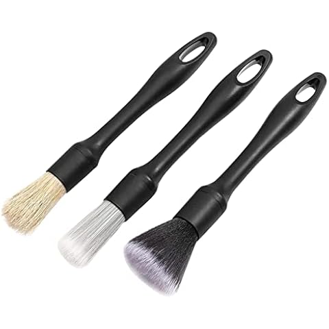 Adifare 3pcs Car Detailing Brushes Set Soft Auto Detailing Brush Kit Interchangeable Different Sized Car Detail Cleaning Tool Reusable Car Detailing Brush for Car Interior Exterior Wheels Cover