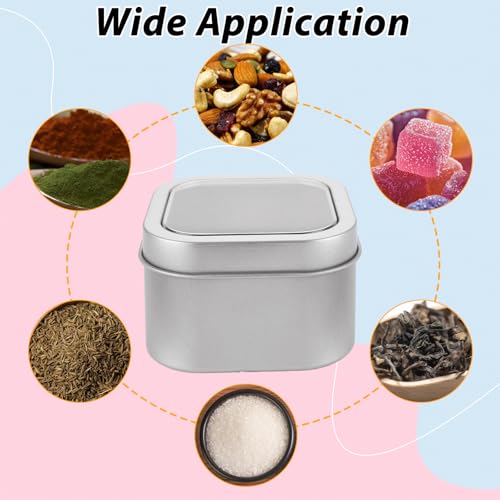 Image of DAJAVE 20 Pack Square Metal Tins with Window Lids, Silver Empty Tin Box Containers with Lid for Storage Drawing Pin Candies Jewelry Crafts, 3x3x2 Inch