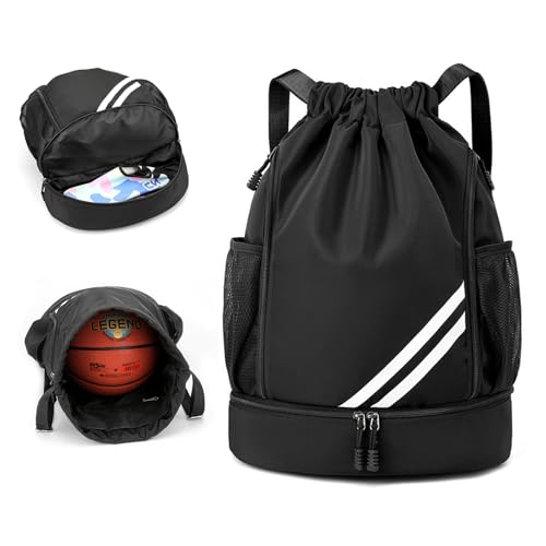 SCBOY Mochila deporte ajustable con cordón Mochila gimnasio de moda Mochila gimnasio hombre Bolsillos de malla a ambos lados para botellas de agua Apto para hombre, mujere y niños
