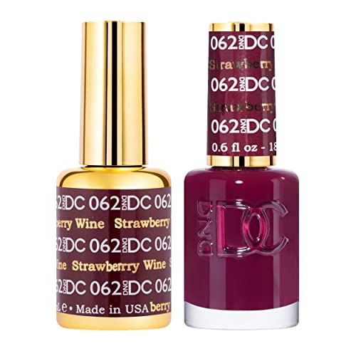 DND DC Gel Polish Set, Red Collection, UV/LED Gel Polish and Air Dry Nail Lacquer, Matching Chip-Free Polish Duo, 062 Strawberry Wine, 0.5 Fl Oz