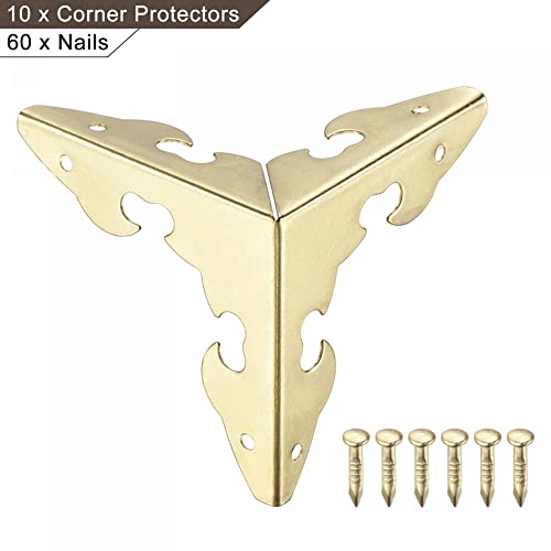 Image of uxcell 30x30x30mm Metal Box Corner Protectors Edge Guard Gold Tone 10pcs