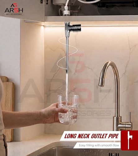 Image of Brass Modular Kitchen Cabinet Water Purifier Tap Including Pipe & Fittings With 3 Year Warranty | RO Tap Faucet | Leakproof Tap Extender for Kitchen RO Purifier System (1 /4 inch & 3 /8 inch RO Pipe)