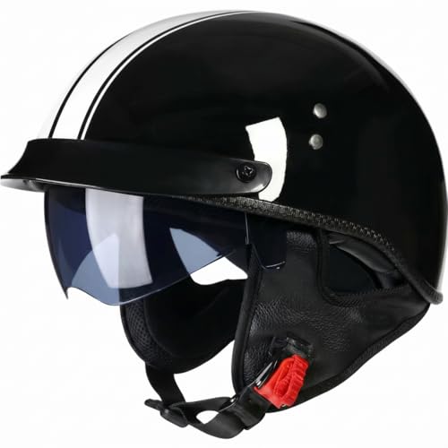 Casque de scooter avec visière demi-casque ouvert blanc rétro