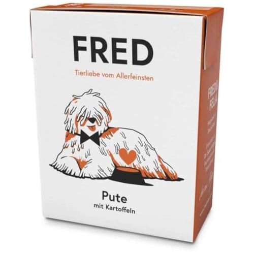 FRED Nassfutter Hund Pute mit Kartoffeln – Monoprotein – 50 % Pute in Lebensmittelqualität – Getreidefrei – mit Gemüse & Quinoa – Alleinfuttermittel für ausgewachsene Hunde – 390 g Tetra Pak