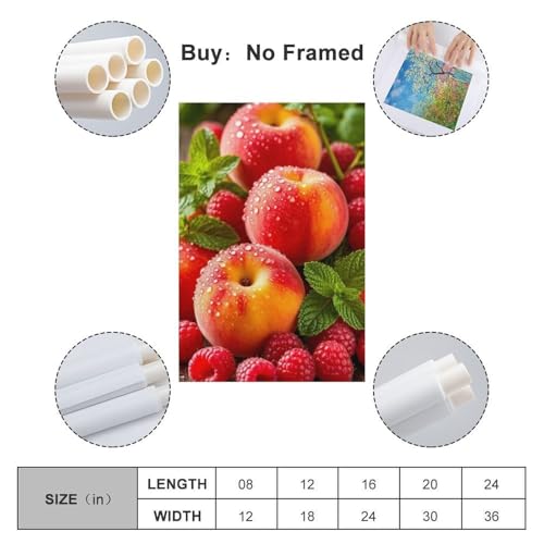Poster pêches et framboises pour décorer un grand mur vide - 2