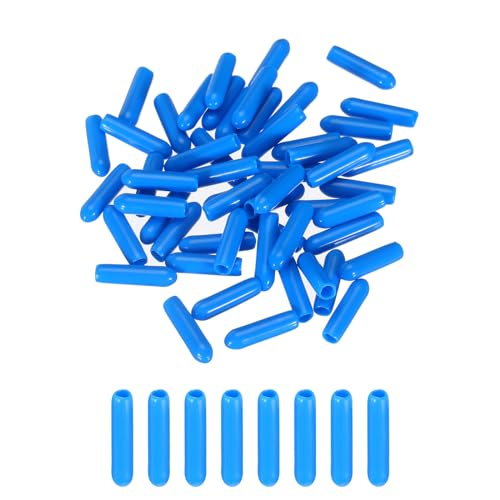 Image of MECCANIXITY 50pcs 3mm(1 /8 inch) Rubber End Caps Cover PVC Vinyl Screw Thread Protector Round Wire Shelf Caps for Screw Bolt Pipe Fence Post, Light Blue
