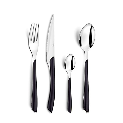 AMEFA - Ménagère 24 couverts de table pour 6 personnes - Eclat - Acier inoxydable 18/0, Finition Brillante - Noir