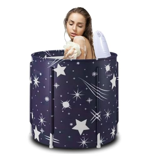 Image of Bath tub for adult for bathroom Tub for Home SPA, Maintains Hot & Cold Temperature, Drainage Hole, Thickened Layer for Hot and ice bath tub for adults (Star Round)