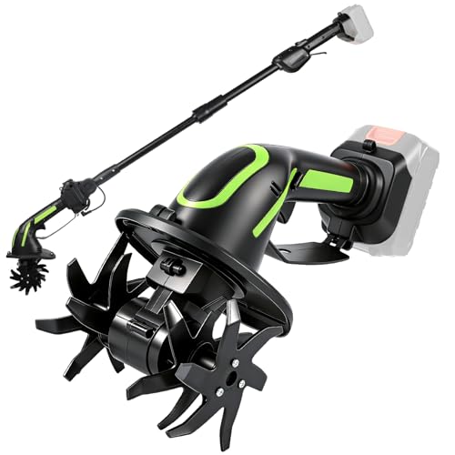 CISSIYOG Motoazada Eléctrica Compatible con Makita 21V Batería, Cultivador Eléctrico 2 en 1 para Jardines y Céspedes, 10 cm de Profundidad de Trabajo, 10 cm de Ancho de Trabajo (Batería no incluida)