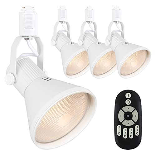 共同照明 4個入り ダクトレールスポットライト 調光 調色 LEDビーム電球 E26 150W形付き SETGDPARW-14WCT-4B-Y リモコン操作 角度調節自由 レールライト ダクトレール照明 ホワイト