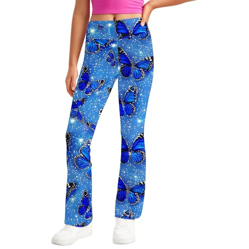 Toddler Girls Floral Printed Straight Leg Yoga Pants Teens High Waisted Comfort Activewear Leggings for Kids 2-13 Years4
