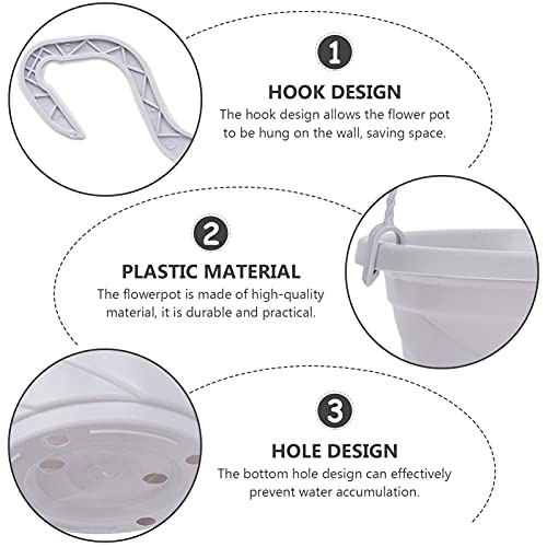 Doitool 10Pack Plastic Hanging Planter Self Watering Flower Basket Garden Flower Plant Pot Hanging Nursery Basket Herb Orchid Planter For Outdoor Indoor Plants, White #TOP3
