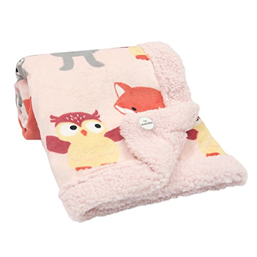 Lambs & Ivy Little Woodland Forest Animals Blanket, Pink/White #TOP15