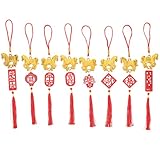 Gadpiparty 8 Stück Teiliges Chinesisches Pferdeanhänger Holzdeko Langlebig für Innen Außen Bonsai Frühlingsfest Bürodekoration mit Traditionellen Symbolen