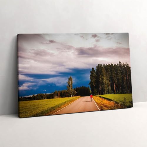 Peinture sur Toile 60x40cm Art Mural Salon Tableau Photo Piste Cyclable Aménagée