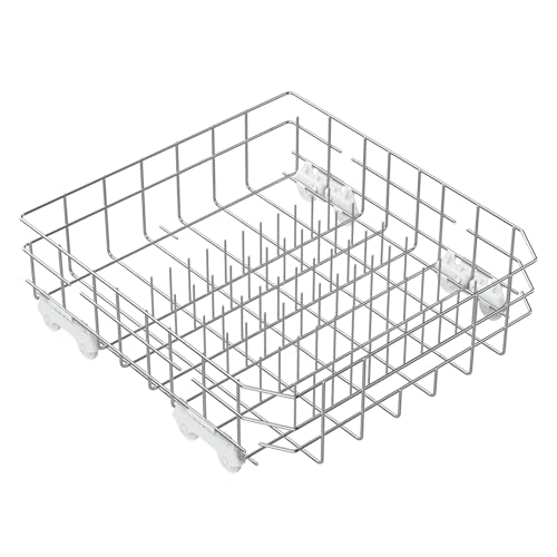UPGRADED 304 Stainless Steel W10728159 W10525646 Dishwasher Bottom Rack Replacement Compatible with Whirlpool Dishwasher Rack Kitchenaid Dishwasher Rack Kenmore Dishwasher Rack with WP3376961 Wheels