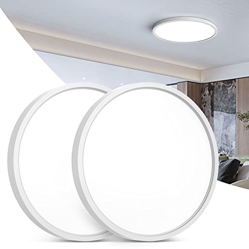 2 Pack Flush Mount Led Ceiling Lights With Usa Ul Security Certification 24W Daylight White Ultra-Thin Round Flat Ceiling Lights, Low Profile Ceiling Light Fixtures Surface Mount For Hallway, Bedroom #TOP23