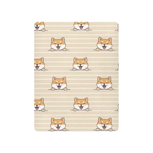 Image of Shiba Dog Stripe Khaki Fitted Crib Sheet for Boys Girls Baby Breathable Crib Sheets for Boy,39 x 27 in
