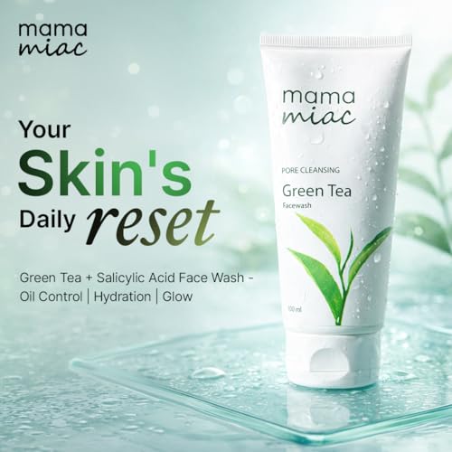 Image of MAMAMIAC Green Tea Deep Cleansing Face Wash - 100ml | For Oil Control, Bright & Clear Skin (Pack of 2)