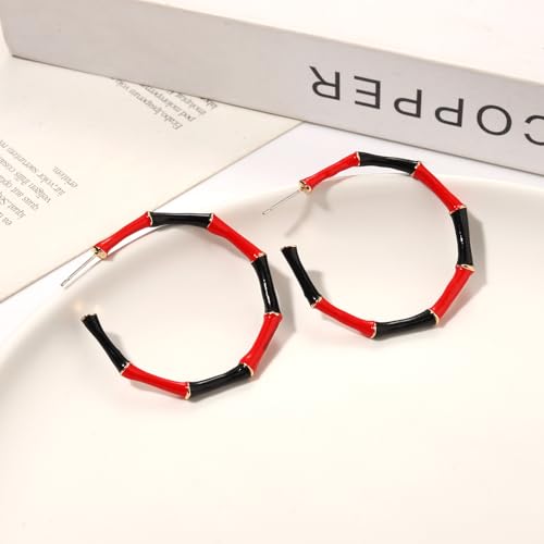 Bamboo Earrings Football Game Day Big Enamel Hoop Earrings Team Spirit Football Mom Hoops Stud Super Bowl Sports Jewelry Accessories3