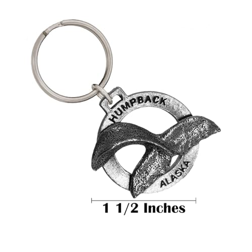Alaska Whale Tail Keychain, A630KC, 1 1/2”, Pewter, Metal, Souvenir, 100% Handmade in the USA, Alaskan Travel Keychain, Key Chain, Key Ring, Key Fob, Gift, 20+ Alaskan Designs Available2
