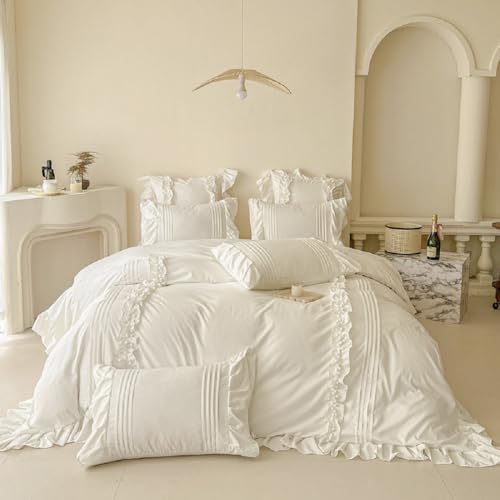 Housse de couette 220x240cm blanche parure de lit romantique pour des nuits douces - 3