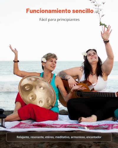Miniatura 6 de VEVOR Tambor de Mano 55 cm 9 Notas 432 Hz, Tambor Handpan en D Menor con Mazos, Instrumento de Percusión con Bolsa de Transporte para Yoga, Meditación, Educación Musical de Principiantes, Dorado