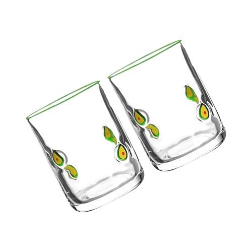 Uqezagpa Paar Vintage Säftegläser Mit Zitronendruck Robuste Glaswaren 14 Unzen Fassungsvermögen Ideal Für Cocktails Wasserdekorationen Dekorative Trinkbecher Fruchtmuster