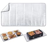 Gandeer Heat Resistant Mat for Food Warming,Double Sided Silver Tables Protected mat Up to 50% Heat Block, Waterproof, Oil-Resistant, Foldable, Space-Saving Home Countertop Protector (43x15 Inch)