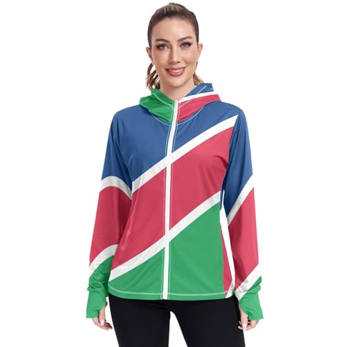 Namibia Flag Womens UPF 50+ Sun Protection Hoodie Jacket Lightweight Long Sleeve Sun Shirt with Pocket Multicoloured