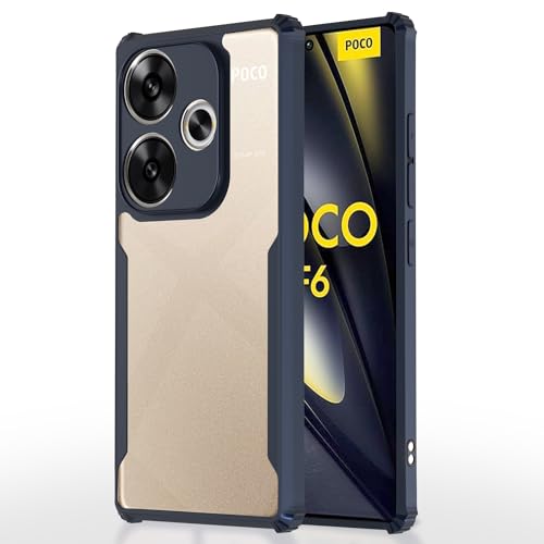 Image of Pikkme Poco F6 5G Back Cover | Crystal Clear Transparent Back | Ultra Hyrbid | Full Camera Protection | Raised Edge | Bumper Back Case (Blue)