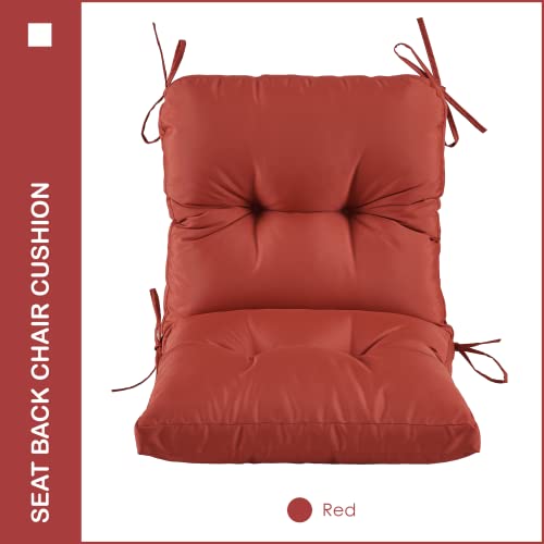 Yoozeku Outdoor Indoor Seat/Back Chair Tufted Cushion,All-Weather Patio Chair Cushion With Ties,For Patio Furniture,Red #TOP1