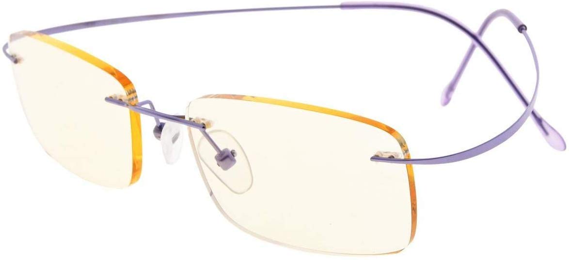 Eyekepper Titanium Rimless Orange Tinted Lenses Computer Reading Glasses Readers Men Women