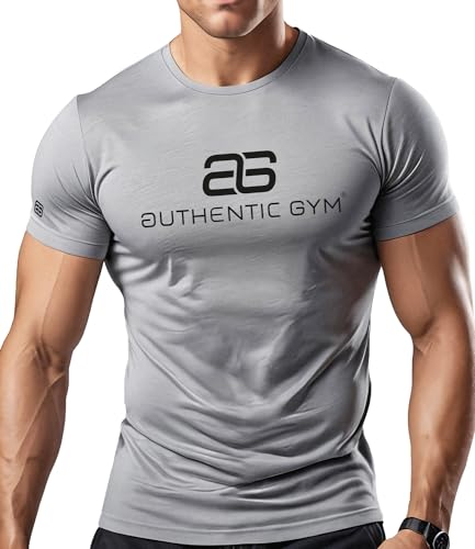Authentic Gym® AKTIV T-Shirt | Grau - Fitness T-Shirt Kurzarm Herren, Funktionelles & schnell trocknendes Sportshirt, Workout Gym Shirt