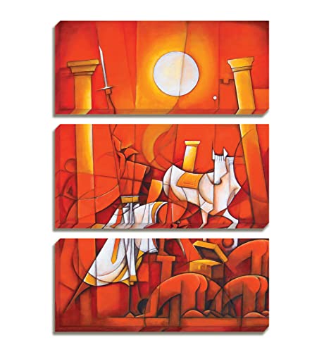 Image of Tamatina Multi Piece Framed Paintings - Modern Art Paintings - Gallery Wrap Frame - Framed Canvas Paintings - Ready to Hang paintings - Paintings for Living Room with Frame - Framed Paintings for Home - MF23