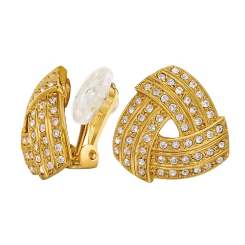 Boucles d'oreilles clip triangle Traveller femme plaqué or 22kt sans perçage sans douleur