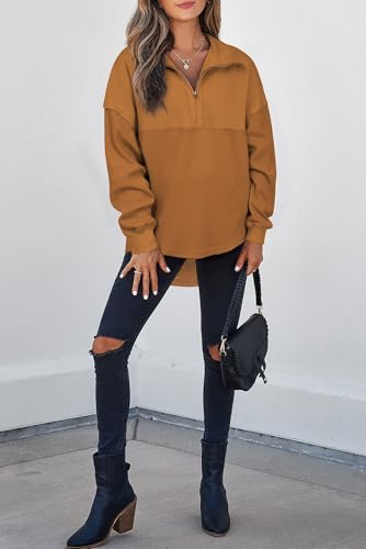 Image of SHEWIN Women Fall Sweatshirt Casual Half Zip Pullover Fall Top 2026 Clothes